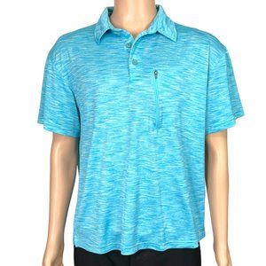 Red Head Mens L Blue Short Sleeve Vented Back Zipper‎ Pocket Polo Fishing Shirt